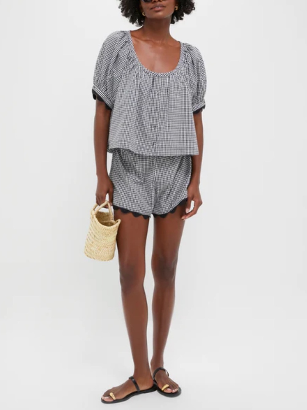 NWT Tuckernuck Black Gingham Ric Rac Ava Shorts - Picture 3 of 4